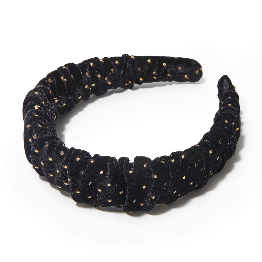 Lele Sadoughi Kelly Jet Dot Velvet Headband NWT